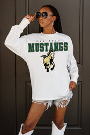 CAL POLY MUSTANGS BIG GOALS OVERSIZED LONG SLEEVE TEE WITH RIBBED NECKLINE AND CUFFS