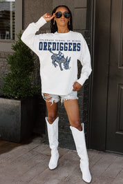 COLORADO SCHOOL OF MINES BURROS BIG GOALS OVERSIZED LONG SLEEVE TEE WITH RIBBED NECKLINE AND CUFFS