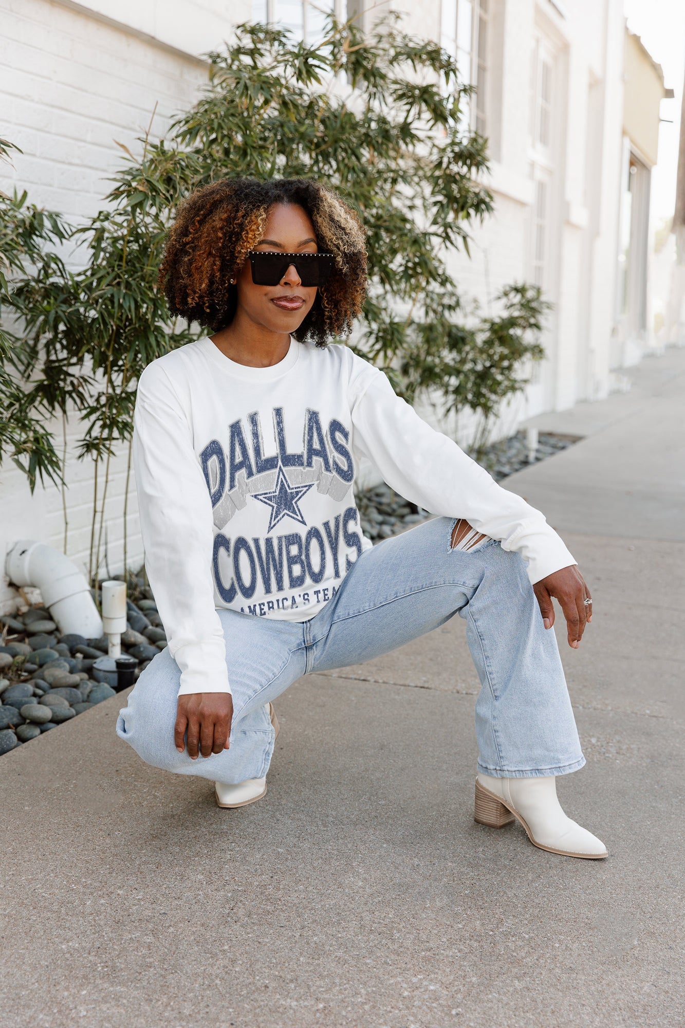 DALLAS COWBOYS TIME OUT OVERSIZED MIDWEIGHT LONG SLEEVE TEE