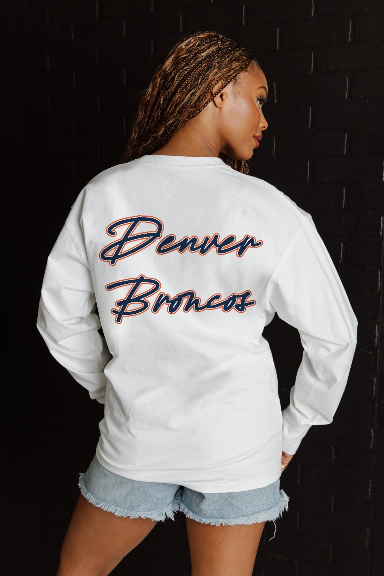 DENVER BRONCOS DOUBLE MOVE OVERSIZED MIDWEIGHT LONG SLEEVE TEE