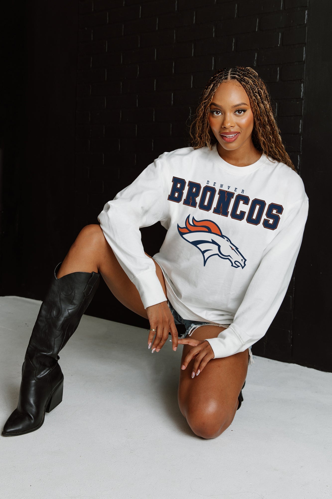 DENVER BRONCOS BIG GOALS OVERSIZED MIDWEIGHT LONG SLEEVE TEE