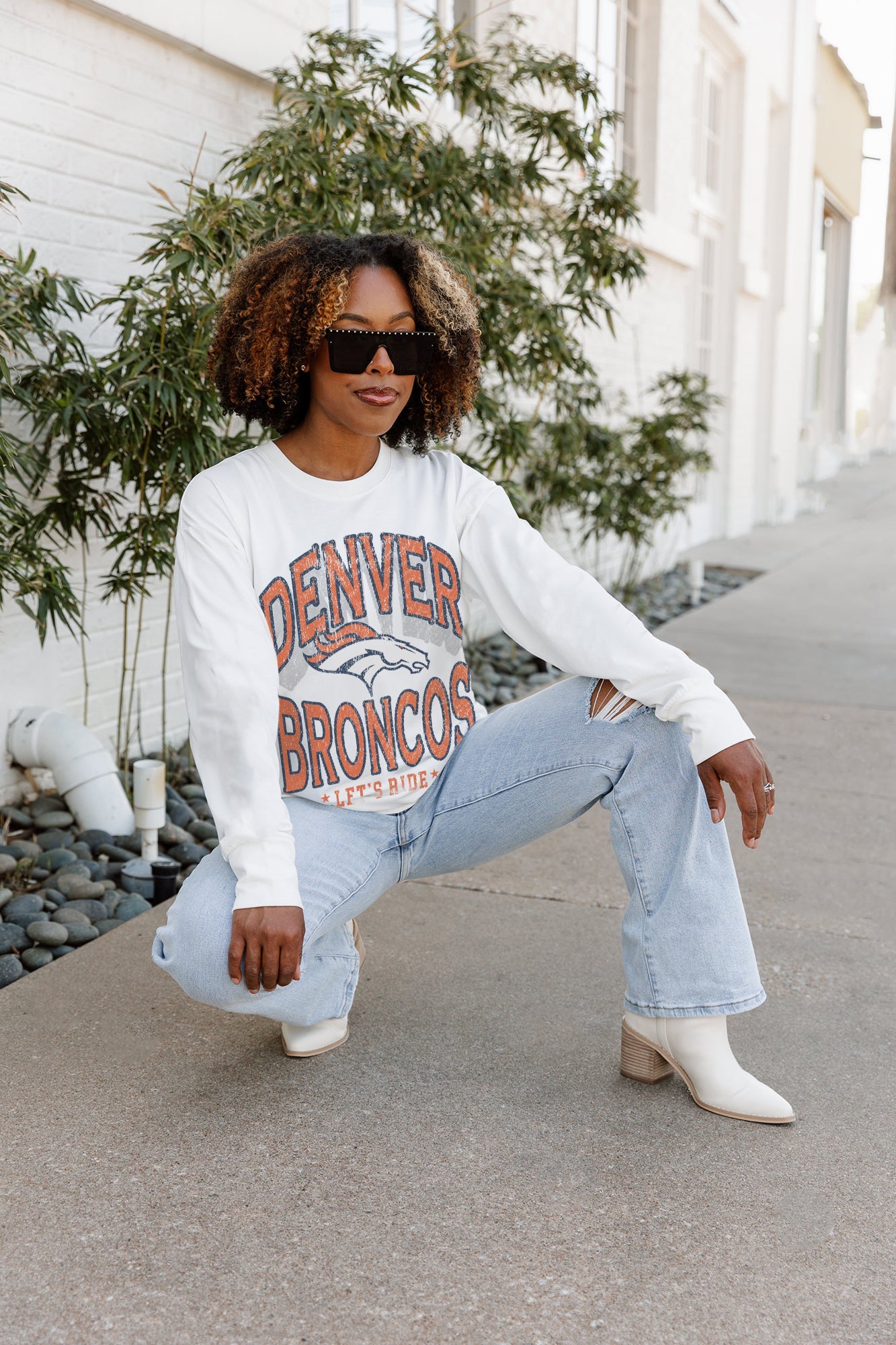 DENVER BRONCOS TIME OUT OVERSIZED MIDWEIGHT LONG SLEEVE TEE