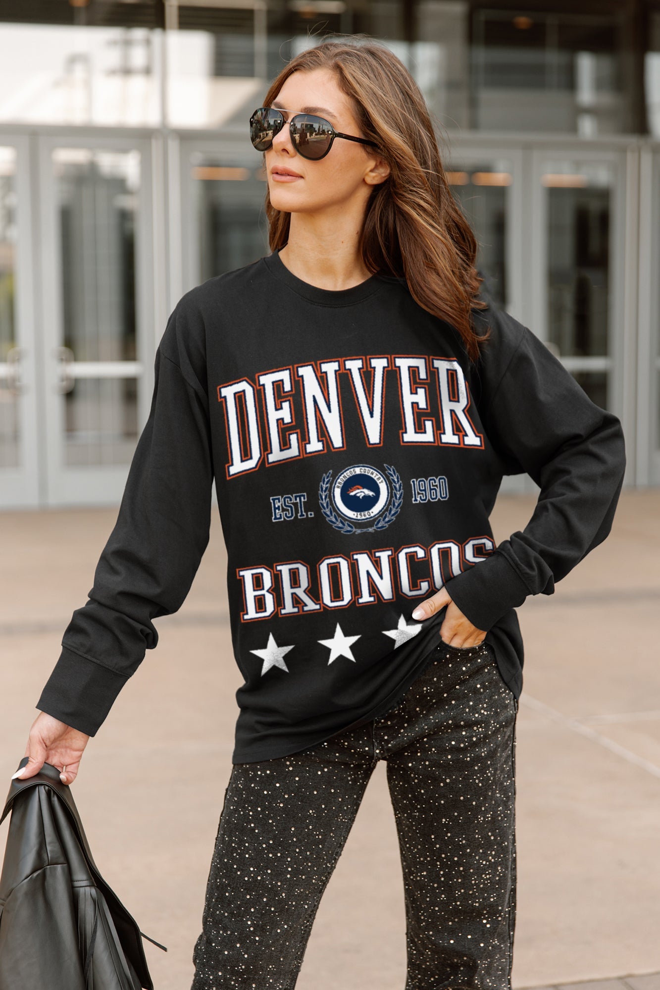 DENVER BRONCOS EVERYDAY STAR ESSENTIAL RELAXED FIT LONG SLEEVE TEE