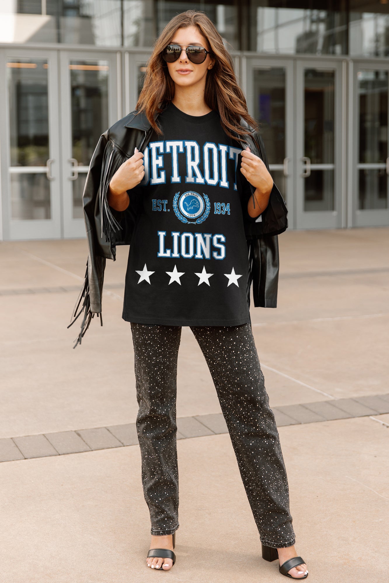 DETROIT LIONS EVERYDAY STAR ESSENTIAL RELAXED FIT LONG SLEEVE TEE