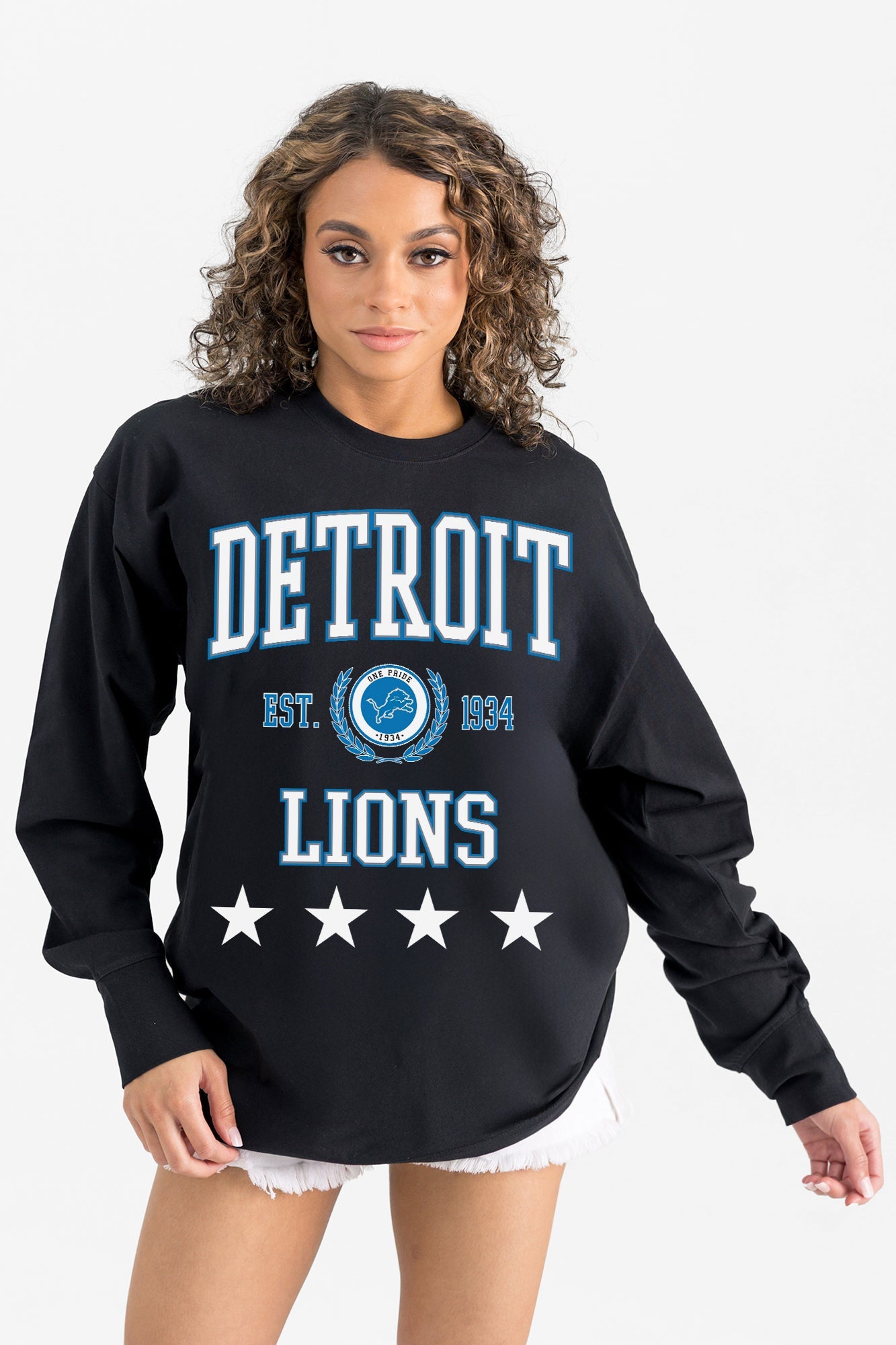 DETROIT LIONS EVERYDAY STAR ESSENTIAL RELAXED FIT LONG SLEEVE TEE
