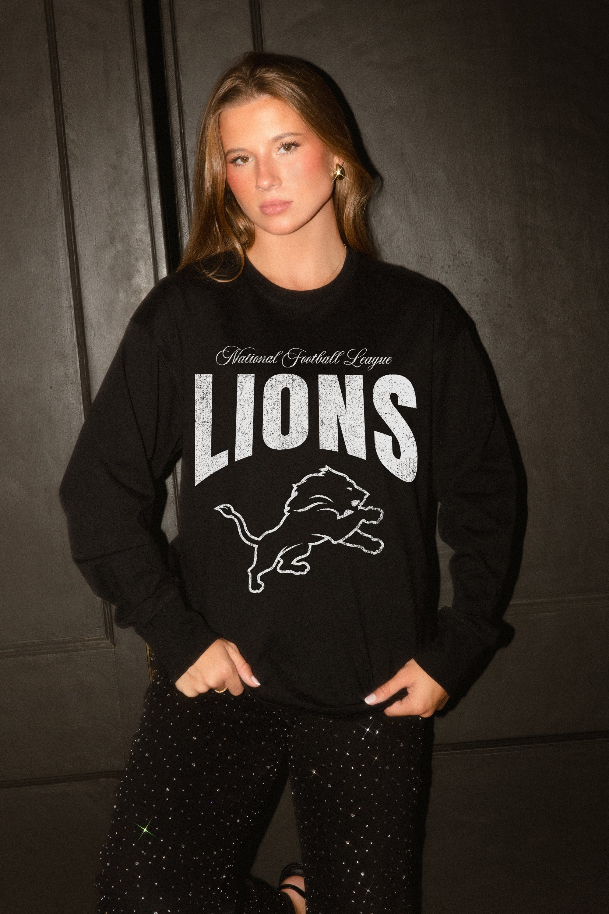 DETROIT LIONS BOLD AMBITION OVERSIZED LONG SLEEVE TEE