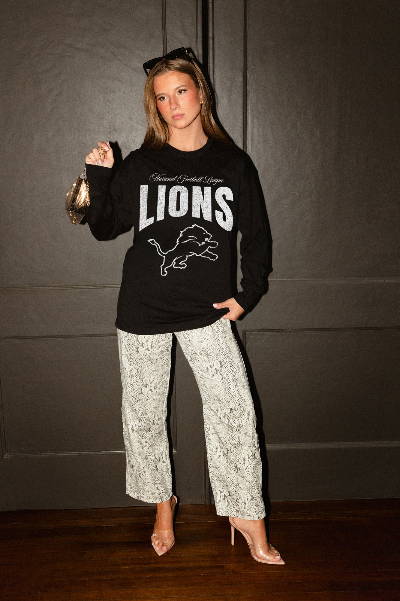 DETROIT LIONS BOLD AMBITION OVERSIZED LONG SLEEVE TEE