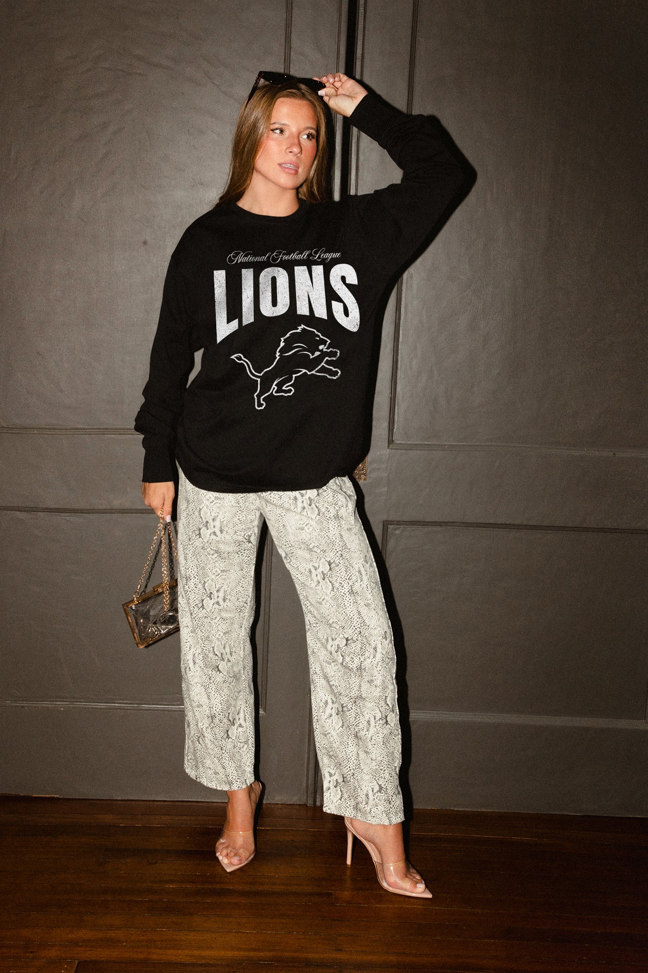 DETROIT LIONS BOLD AMBITION OVERSIZED LONG SLEEVE TEE