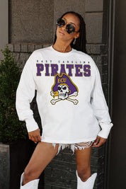 EAST CAROLINA PIRATES BIG GOALS OVERSIZED LONG SLEEVE TEE WITH RIBBED NECKLINE AND CUFFS
