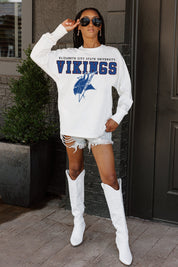 ELIZABETH CITY STATE UNIVERSITY VIKINGS BIG GOALS OVERSIZED LONG SLEEVE TEE WITH RIBBED NECKLINE AND CUFFS