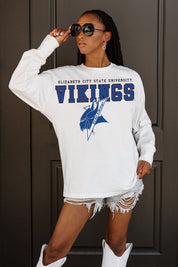 ELIZABETH CITY STATE UNIVERSITY VIKINGS BIG GOALS OVERSIZED LONG SLEEVE TEE WITH RIBBED NECKLINE AND CUFFS