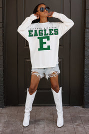EASTERN MICHIGAN EAGLES BIG GOALS OVERSIZED LONG SLEEVE TEE WITH RIBBED NECKLINE AND CUFFS