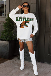 FLORIDA A&M RATTLERS BIG GOALS OVERSIZED LONG SLEEVE TEE WITH RIBBED NECKLINE AND CUFFS