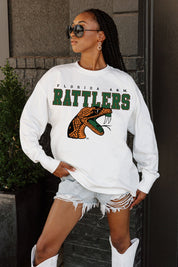 FLORIDA A&M RATTLERS BIG GOALS OVERSIZED LONG SLEEVE TEE WITH RIBBED NECKLINE AND CUFFS