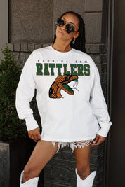 FLORIDA A&M RATTLERS BIG GOALS OVERSIZED LONG SLEEVE TEE WITH RIBBED NECKLINE AND CUFFS