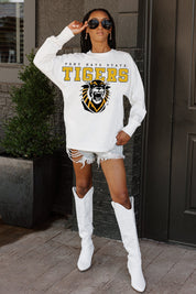 FORT HAYS STATE TIGERS BIG GOALS OVERSIZED LONG SLEEVE TEE WITH RIBBED NECKLINE AND CUFFS