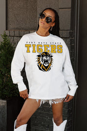 FORT HAYS STATE TIGERS BIG GOALS OVERSIZED LONG SLEEVE TEE WITH RIBBED NECKLINE AND CUFFS