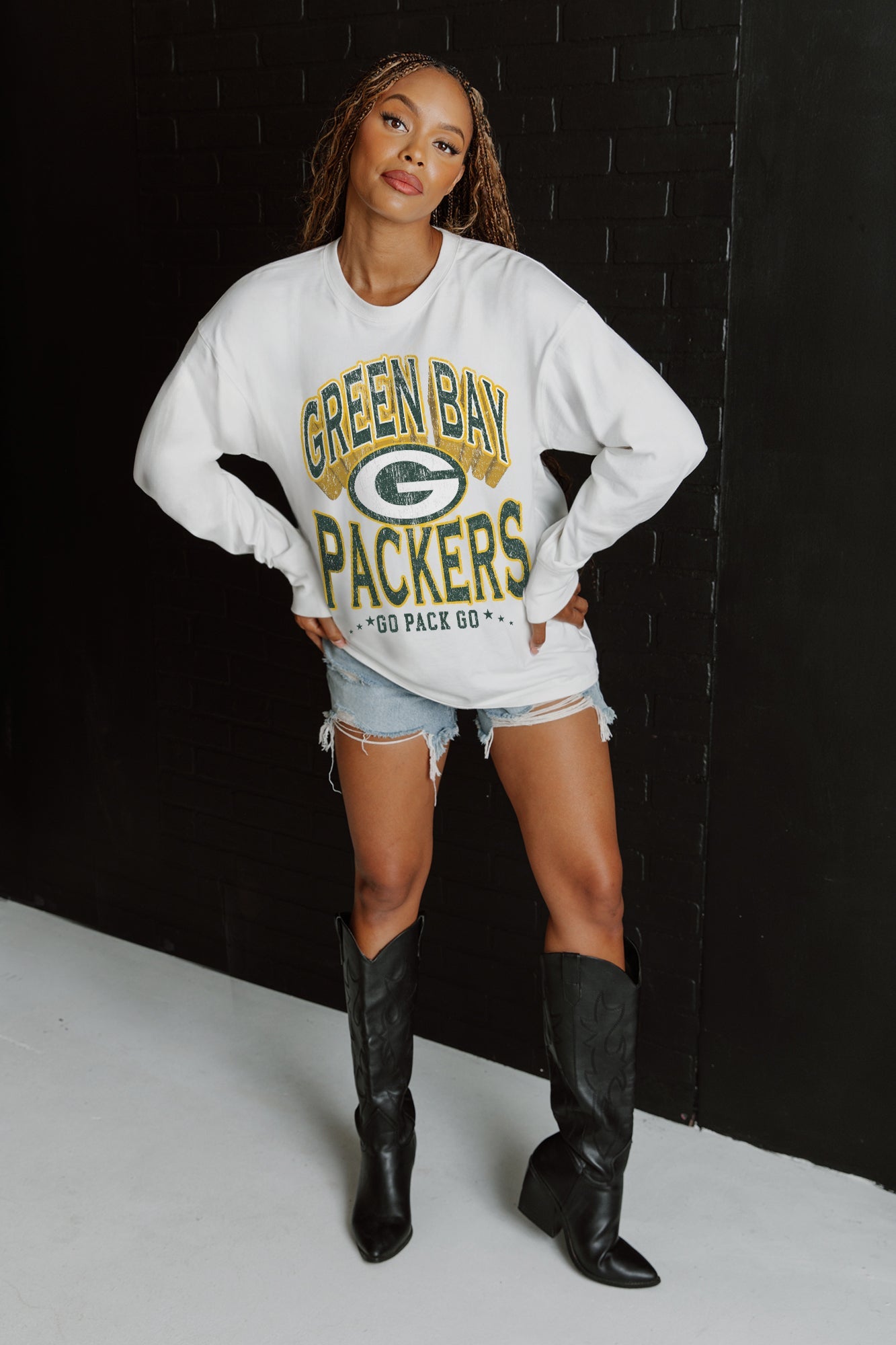 GREEN BAY PACKERS TIME OUT OVERSIZED MIDWEIGHT LONG SLEEVE TEE