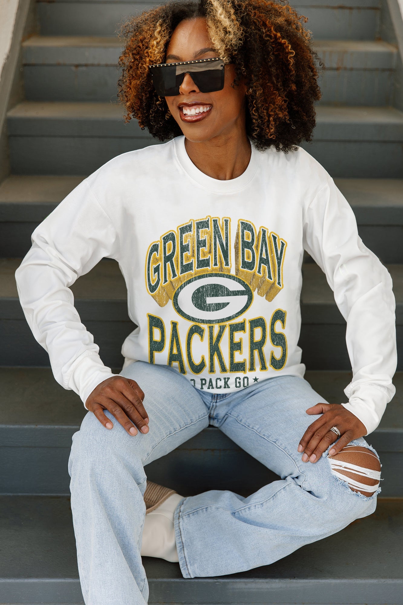GREEN BAY PACKERS TIME OUT OVERSIZED MIDWEIGHT LONG SLEEVE TEE