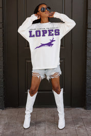 GRAND CANYON ANTELOPES BIG GOALS OVERSIZED LONG SLEEVE TEE WITH RIBBED NECKLINE AND CUFFS