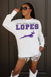 GRAND CANYON ANTELOPES BIG GOALS OVERSIZED LONG SLEEVE TEE WITH RIBBED NECKLINE AND CUFFS