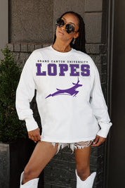GRAND CANYON ANTELOPES BIG GOALS OVERSIZED LONG SLEEVE TEE WITH RIBBED NECKLINE AND CUFFS