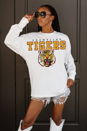 GRAMBLING STATE TIGERS BIG GOALS OVERSIZED LONG SLEEVE TEE WITH RIBBED NECKLINE AND CUFFS