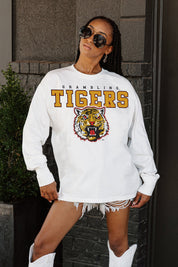 GRAMBLING STATE TIGERS BIG GOALS OVERSIZED LONG SLEEVE TEE WITH RIBBED NECKLINE AND CUFFS