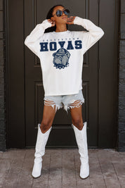 GEORGETOWN HOYAS BIG GOALS OVERSIZED LONG SLEEVE TEE WITH RIBBED NECKLINE AND CUFFS