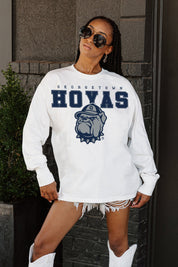 GEORGETOWN HOYAS BIG GOALS OVERSIZED LONG SLEEVE TEE WITH RIBBED NECKLINE AND CUFFS