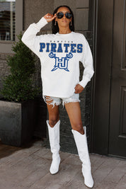 HAMPTON PIRATES BIG GOALS OVERSIZED LONG SLEEVE TEE WITH RIBBED NECKLINE AND CUFFS