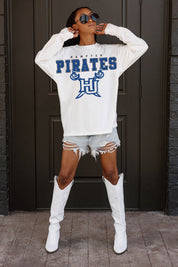 HAMPTON PIRATES BIG GOALS OVERSIZED LONG SLEEVE TEE WITH RIBBED NECKLINE AND CUFFS