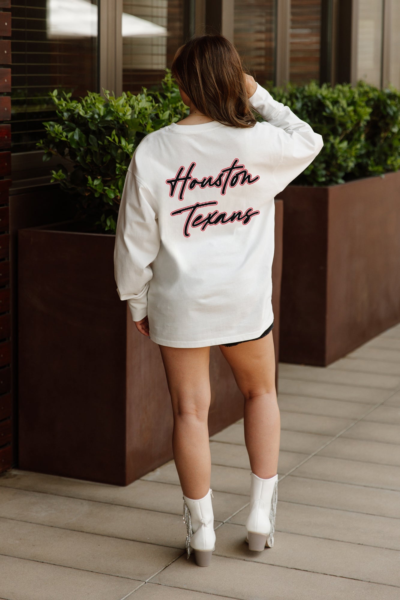 HOUSTON TEXANS DOUBLE MOVE OVERSIZED MIDWEIGHT LONG SLEEVE TEE