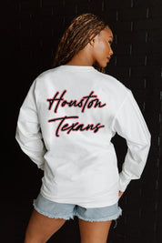 HOUSTON TEXANS DOUBLE MOVE OVERSIZED MIDWEIGHT LONG SLEEVE TEE