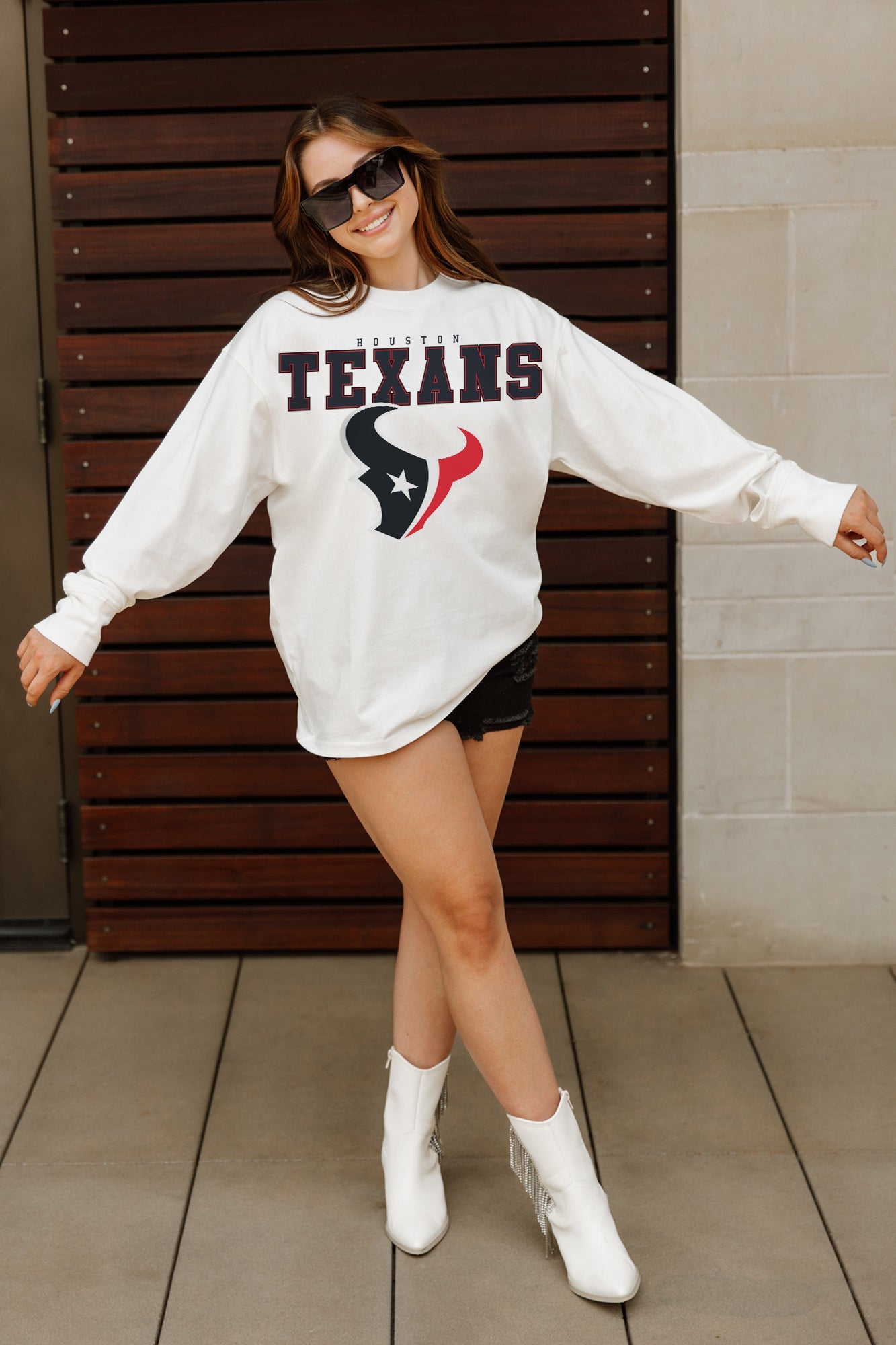 HOUSTON TEXANS BIG GOALS OVERSIZED MIDWEIGHT LONG SLEEVE TEE