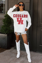 HOUSTON COUGARS BIG GOALS OVERSIZED LONG SLEEVE TEE WITH RIBBED NECKLINE AND CUFFS