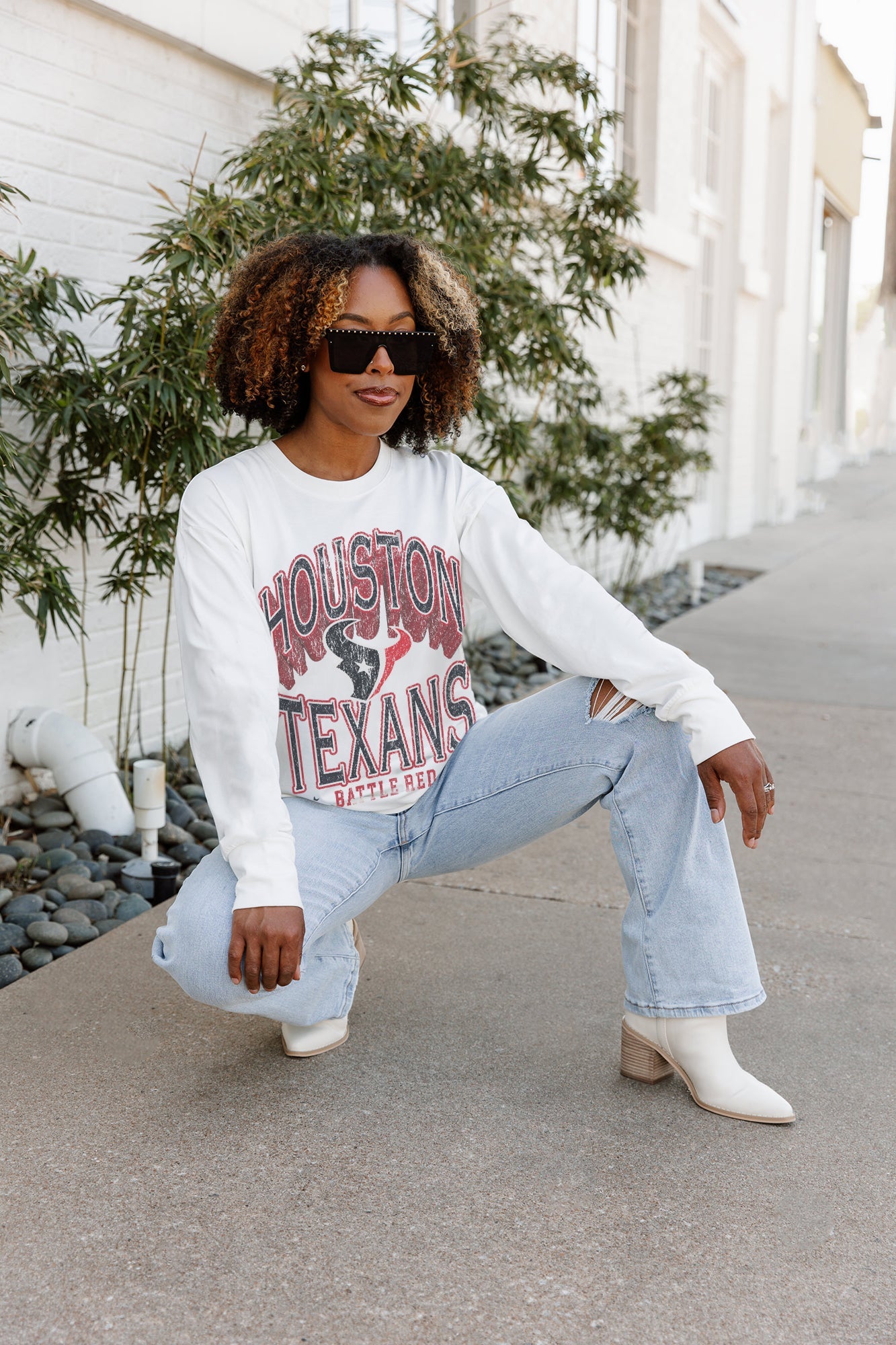 HOUSTON TEXANS TIME OUT OVERSIZED MIDWEIGHT LONG SLEEVE TEE