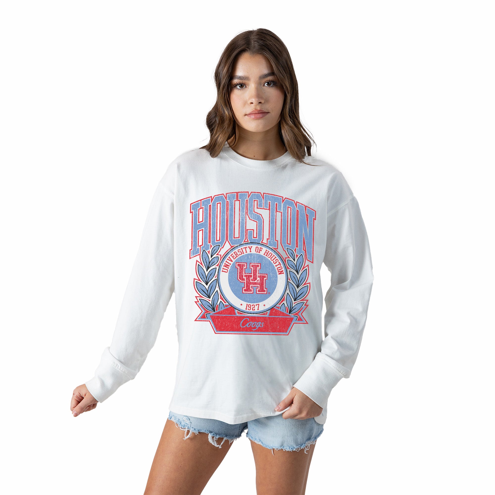 HOUSTON COUGARS BLUE FORMATION ESSENTIAL RELAXED FIT LONG SLEEVE TEE