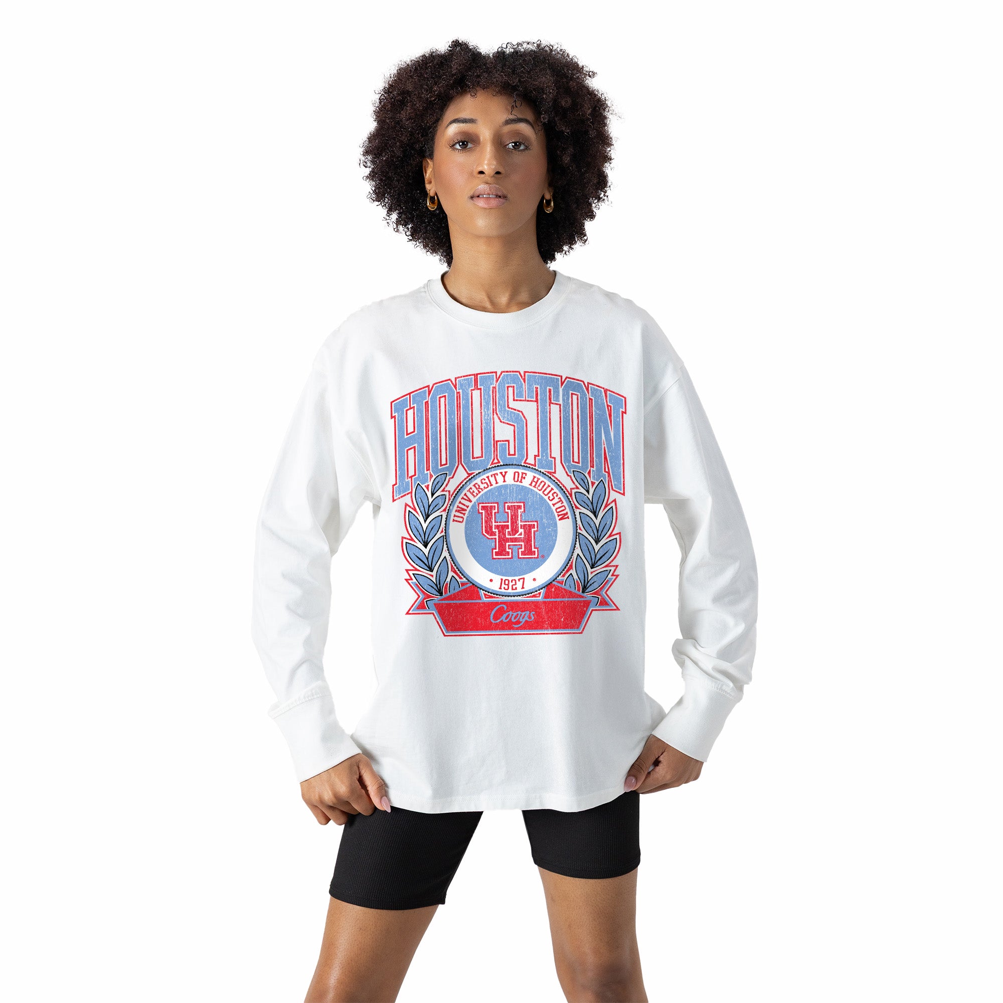 HOUSTON COUGARS BLUE FORMATION ESSENTIAL RELAXED FIT LONG SLEEVE TEE