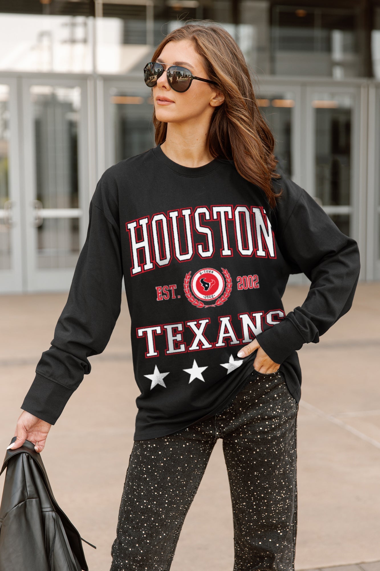 HOUSTON TEXANS EVERYDAY STAR ESSENTIAL RELAXED FIT LONG SLEEVE TEE