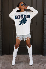HOWARD BISON BIG GOALS OVERSIZED LONG SLEEVE TEE WITH RIBBED NECKLINE AND CUFFS