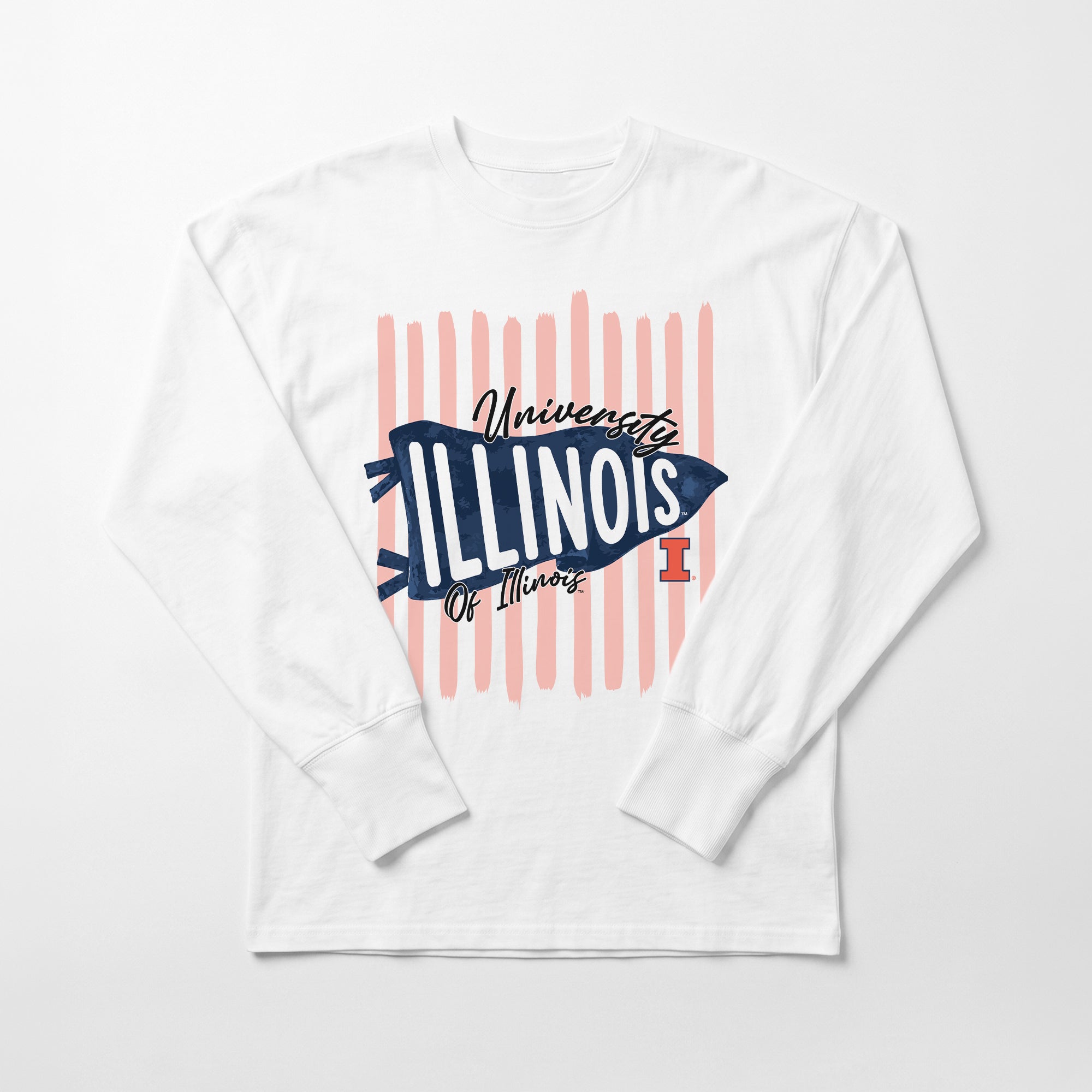 ILLINOIS FIGHTING ILLINI RALLY STRIPE ESSENTIAL RELAXED FIT LONG SLEEVE TEE