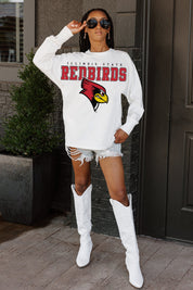 ILLINOIS STATE REDBIRDS BIG GOALS OVERSIZED LONG SLEEVE TEE WITH RIBBED NECKLINE AND CUFFS
