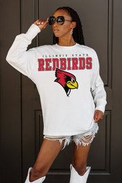 ILLINOIS STATE REDBIRDS BIG GOALS OVERSIZED LONG SLEEVE TEE WITH RIBBED NECKLINE AND CUFFS