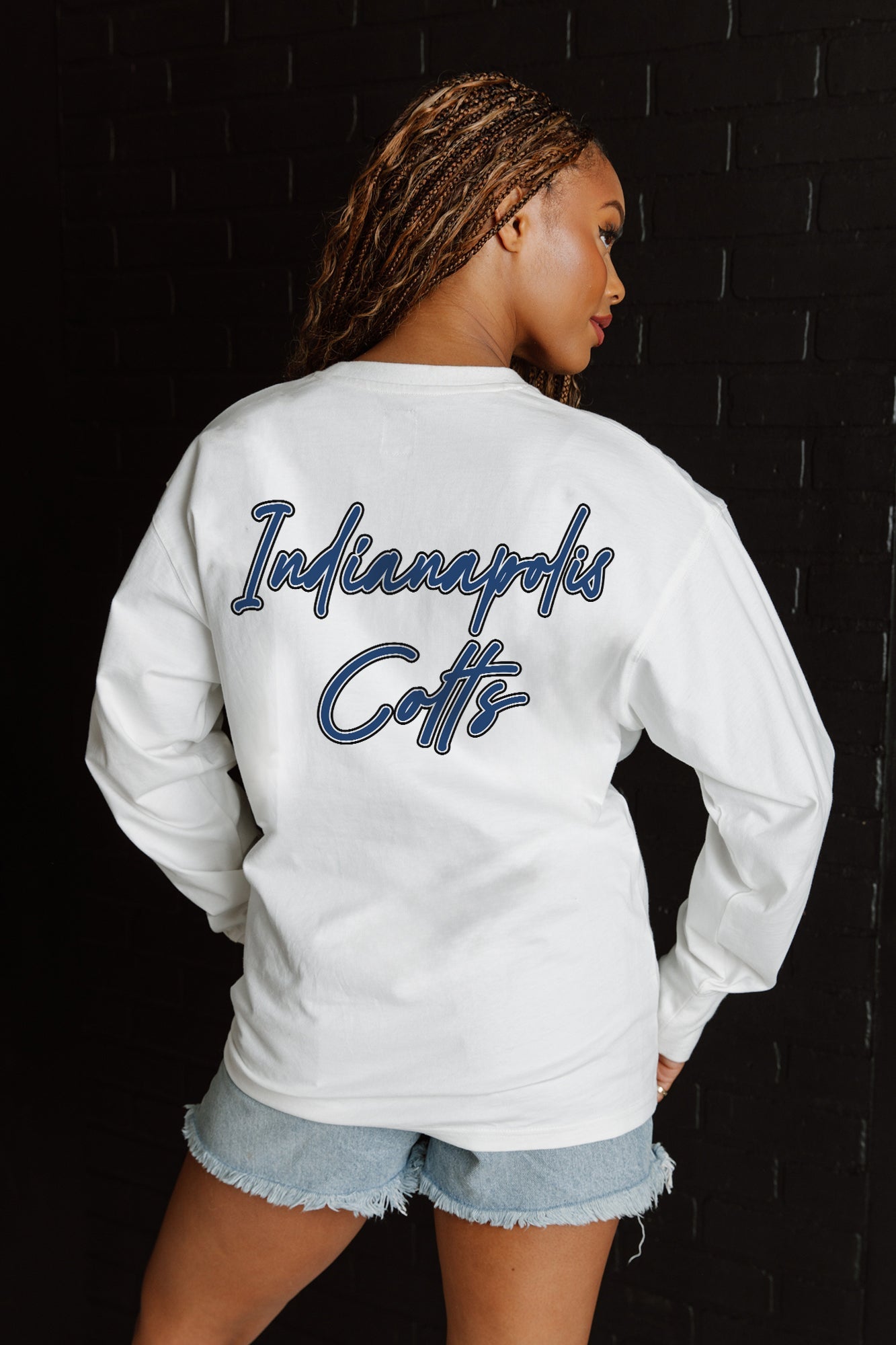 INDIANAPOLIS COLTS DOUBLE MOVE OVERSIZED MIDWEIGHT LONG SLEEVE TEE