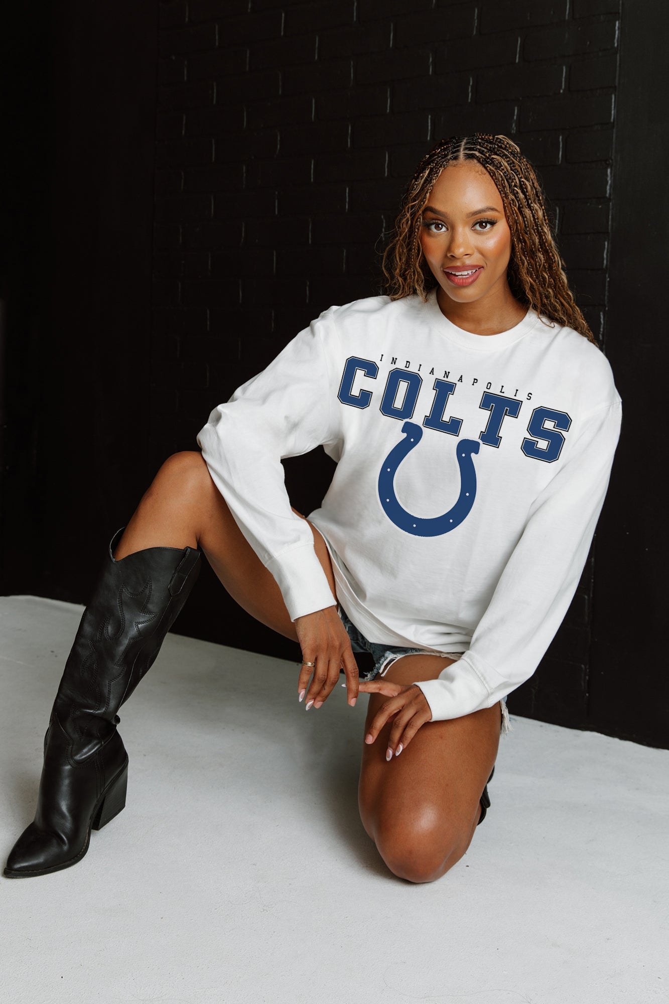INDIANAPOLIS COLTS BIG GOALS OVERSIZED MIDWEIGHT LONG SLEEVE TEE