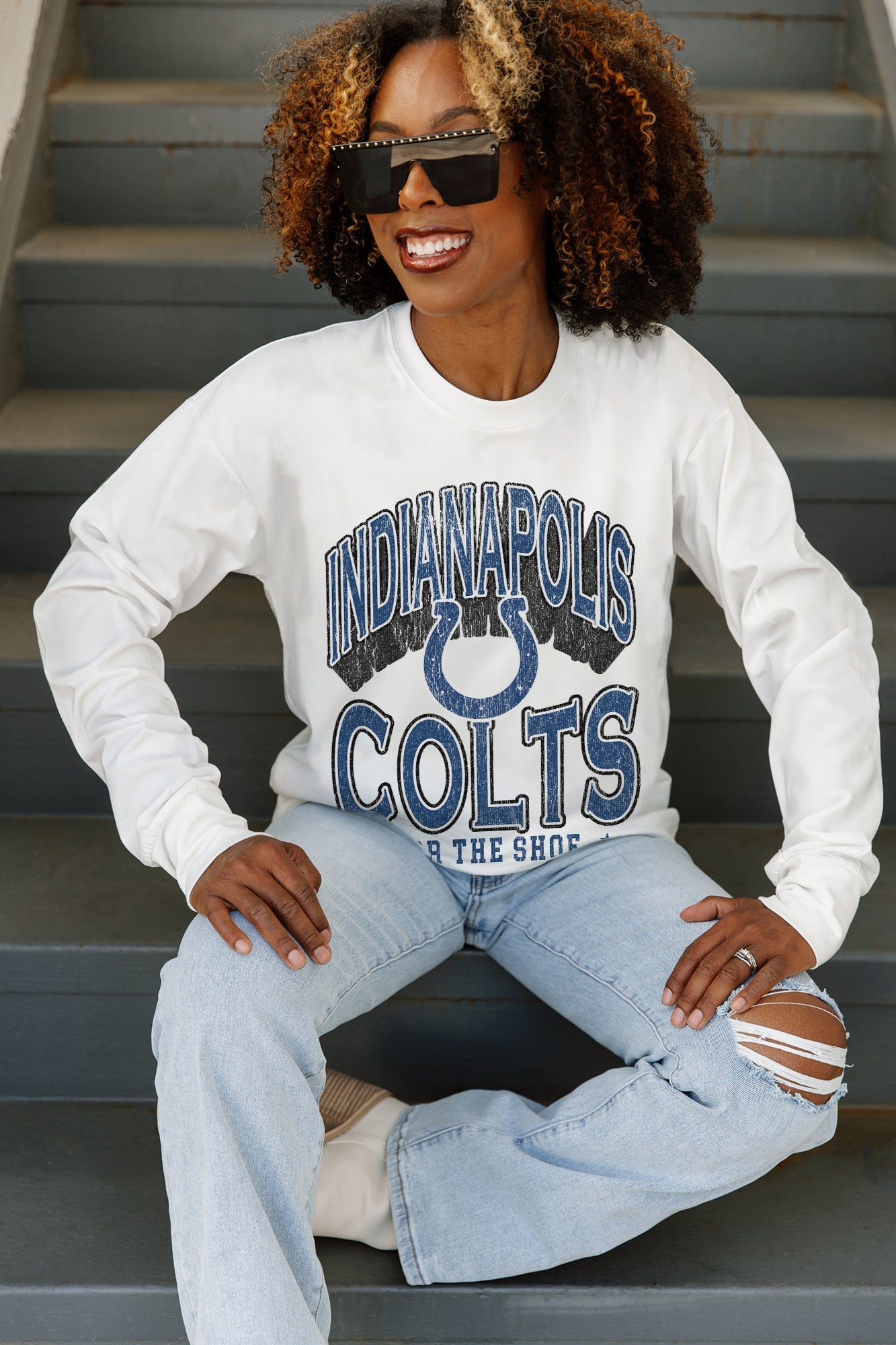 INDIANAPOLIS COLTS TIME OUT OVERSIZED MIDWEIGHT LONG SLEEVE TEE