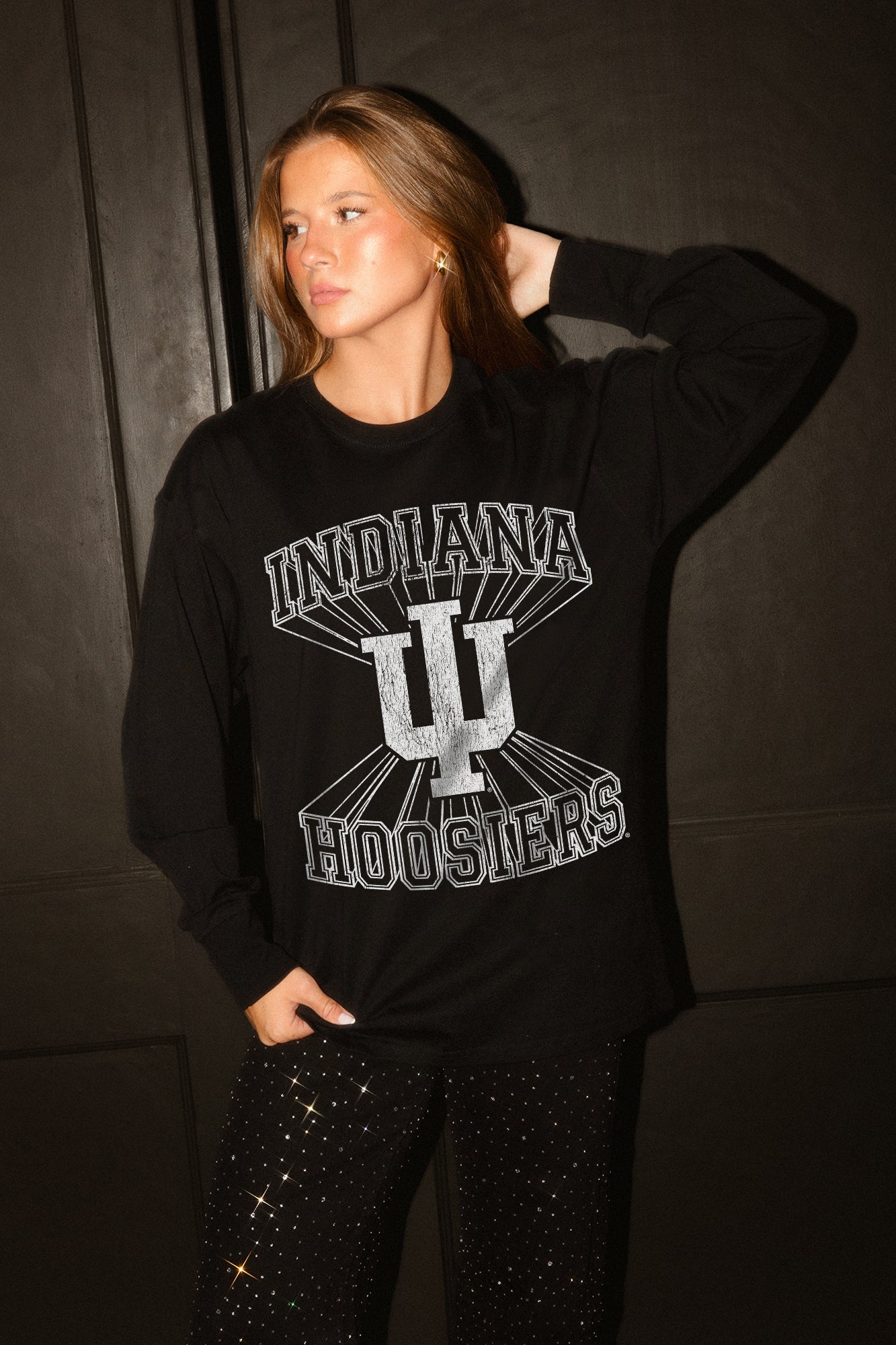 INDIANA HOOSIERS SPOTLIGHT ESSENTIAL RELAXED FIT LONG SLEEVE TEE