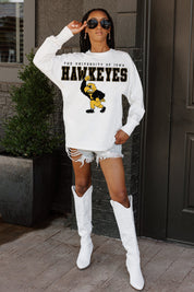 IOWA HAWKEYES BIG GOALS OVERSIZED LONG SLEEVE TEE WITH RIBBED NECKLINE AND CUFFS