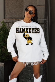 IOWA HAWKEYES BIG GOALS OVERSIZED LONG SLEEVE TEE WITH RIBBED NECKLINE AND CUFFS